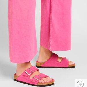 Birkenstock Arizona Shearling Fuchsia Pink‎ Leather Sandals Size 36